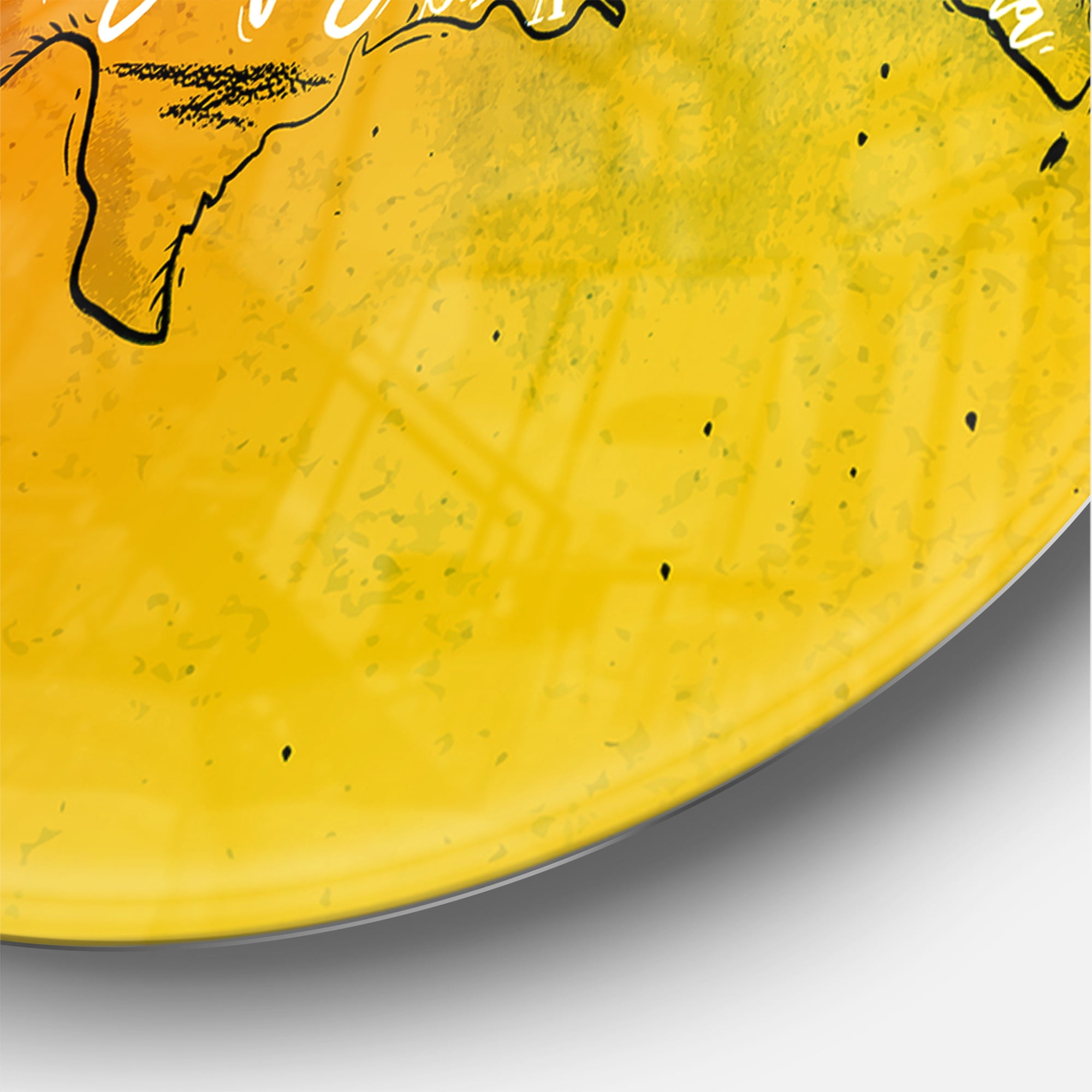 Designart 'United States Yellow Vintage Map ' Modern wall clock