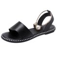 thumbnail image 1 of asdoklhq Sandals for Women Clearance Under $10,Women Ladies Solid Round Toe Pearl Buckle Causal Sandals Shoes, 1 of 6