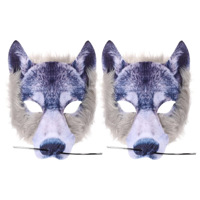 2 máscaras de lobo realistas para Halloween, fiesta de cosplay, máscara de animal peludo, máscara de lobo de simulación, máscara de terror para Halloween, fiesta de disfraces de cosplay, máscara par
