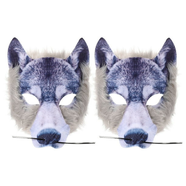 2 máscaras de lobo realistas para Halloween, fiesta de cosplay, máscara de animal peludo, máscara de lobo de simulación, máscara de terror para Halloween, fiesta de disfraces de cosplay, máscara par