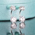 thumbnail image 3 of Pendientes de plata de ley 925 Liling con doble bola de circonita tipo botón hipoalergénicos para mujeres y niñas, 3 of 4