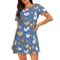 thumbnail image 1 of Balery Chicken Family Camisón de manga corta con cuello redondo para mujer, cómodo y elegante., 1 of 6