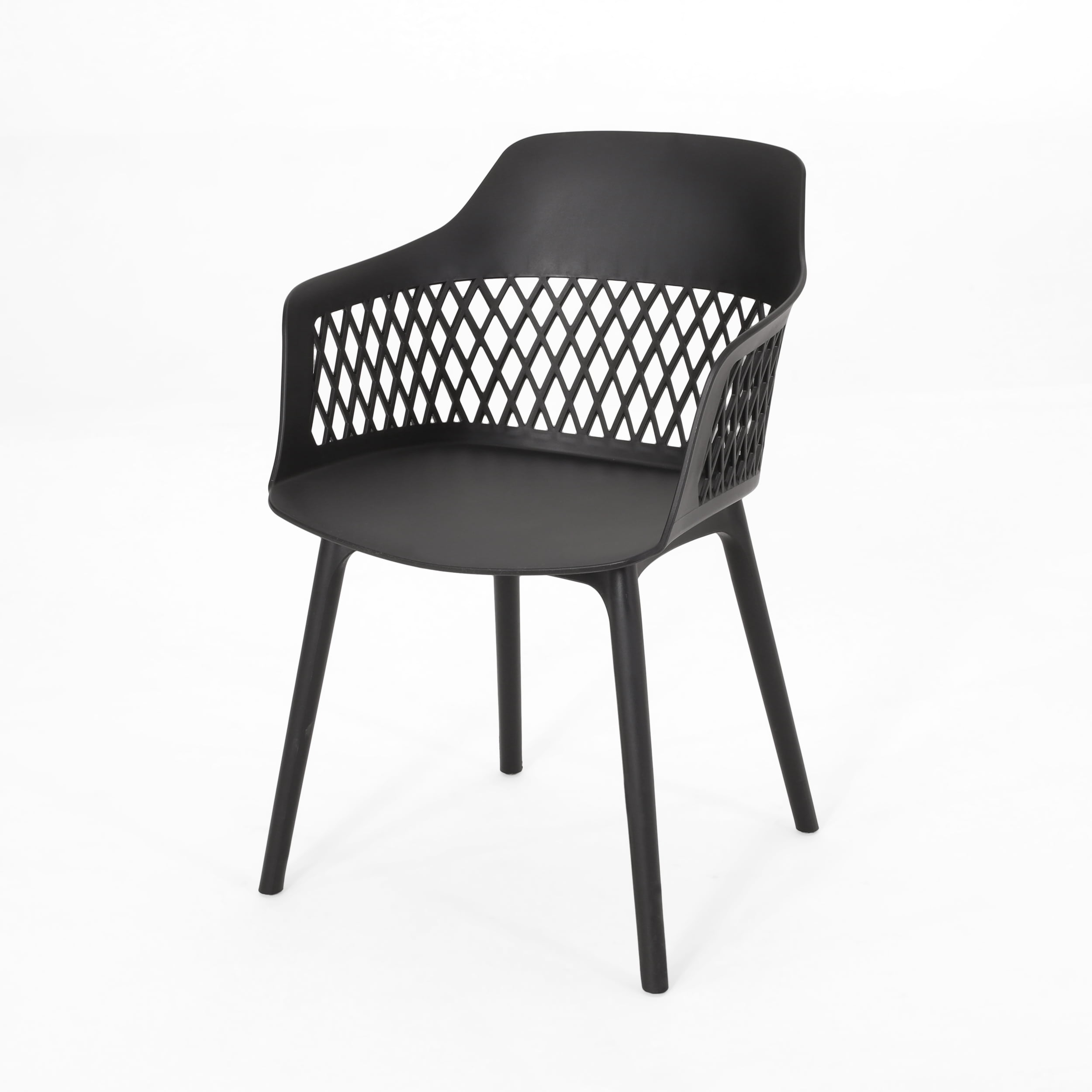 Outdoor Leisure Chair Set of 2, Mixed Plastic Material Household Seats for Patio Garden, Black