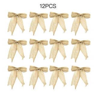 12Pcs cabinet bows Diy Burlap Ribbon Bow Natural Burlap Bows Burlap