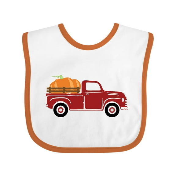 Inktastic Thanksgiving Red Truck Hauling a Giant Pumpkin Boys or Girls Baby Bib