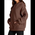thumbnail image 2 of Sudadera Informal de Larga con Capucha para Mujer, Jersey de y Otoño con Bolsillos. Color Café S, 2 of 9