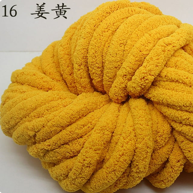 Zhuge Hilo de chenilla súper suave y cálido de 250 g para manta de punto, hilo de lana grueso para hacer tú mismo, perfecto para cualquier tejido y crochet, amarillo oscuro