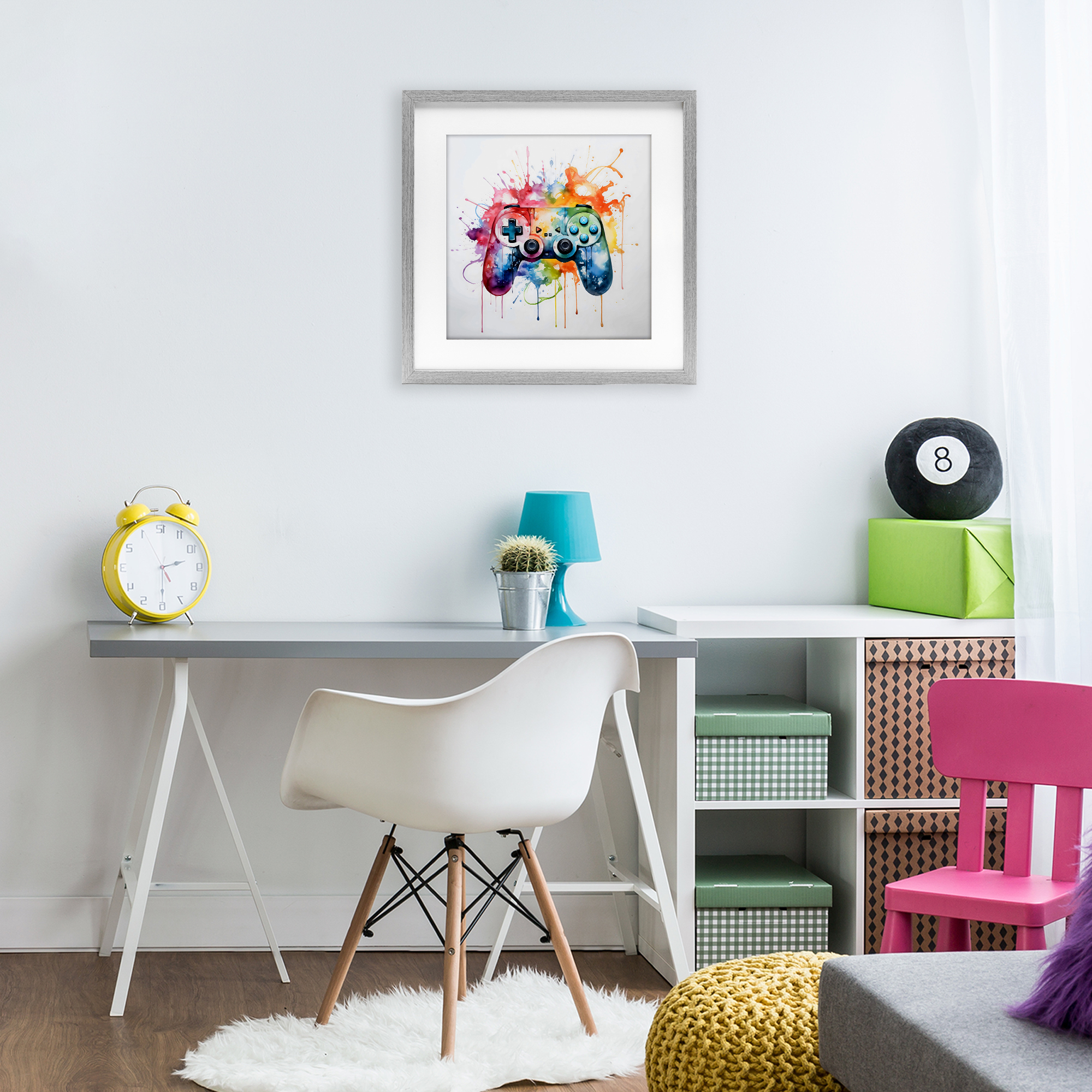 Stupell Industries Colors of Gaming Splatter Gray Framed Print Under Glass, design by Creative Studio