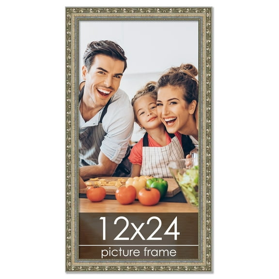 12x24 Silver Wood Picture Frame - UV Acrylic, Foam Board Backing, Hanging Hardware
