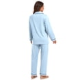 thumbnail image 4 of EA'S SECRET 100% Cotton Pajamas for Women Set Long Sleeve Sleepwear Button Down Loungewear Soft Pjs 2 Piece Lounge Sets(Light Blue,M), 4 of 7