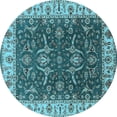 thumbnail image 1 of Ahgly Company Indoor Round Oriental Light Blue Traditional Area Rugs, 8' Round, 1 of 4