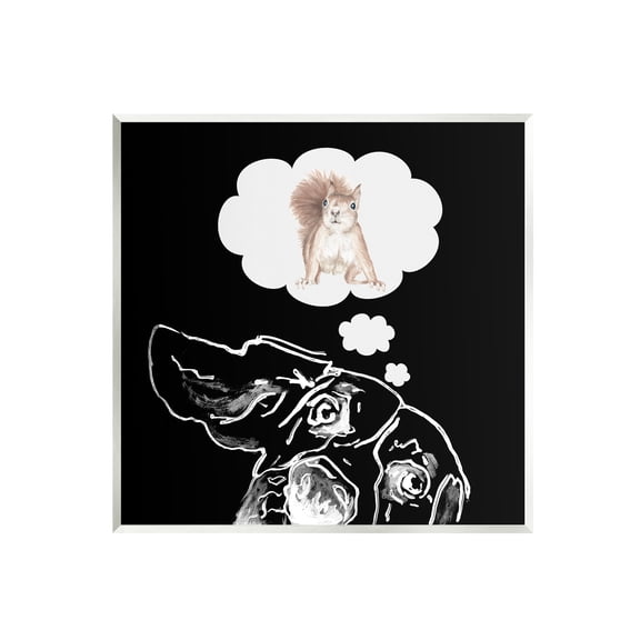 Stupell Funny Dog Dreaming Squirrel Pet Animals & Insects Painting Wall Plaque Unframed Art Print Wall Art