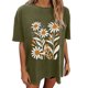 thumbnail image 4 of Faldas Cortas para Mujeres, Impresión de Flores Casual Oversized Camiseta de Manga Corta Top Hecho de 95% Poliéster 5% Spandex para Primavera Verano, Falda Corta de Verano, 4 of 7