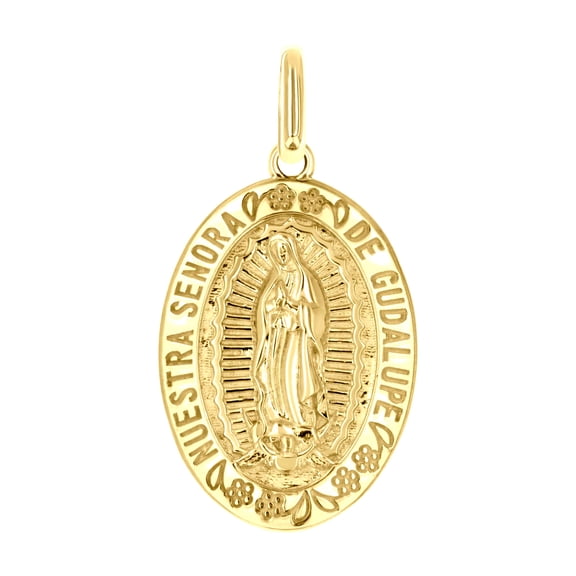 10k 10kt Yellow Gold Unisex Miraculous Medal Religious Pendant for Men Women