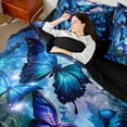 thumbnail image 3 of Erosebridal Flying Butterfly Bedding Sets Twin Size,Purple Blue Comforter Sets with Sheets,Starry Sky Bed in a Bag Twin size,Super Cozy Animal Bedroom Decoration,Reversible,7pcs, 3 of 6