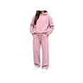 thumbnail image 3 of Zynoxe Womens Sweatsuits 2 Piece Set Long Sleeve Hooded Sweatshirt & Elastic Drawstring Waist Sweat Pants Suit Versatile Solid Color Tracksuit Set Lightweight Fall Winter Suit Set with Pockets Pink L, 3 of 7