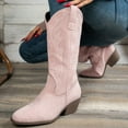 thumbnail image 3 of Mid Calf Cowboy Boots for Women Pointy Toe Chunky Heel Embroidery Wide Calf Pull on Western Booties, 3 of 7