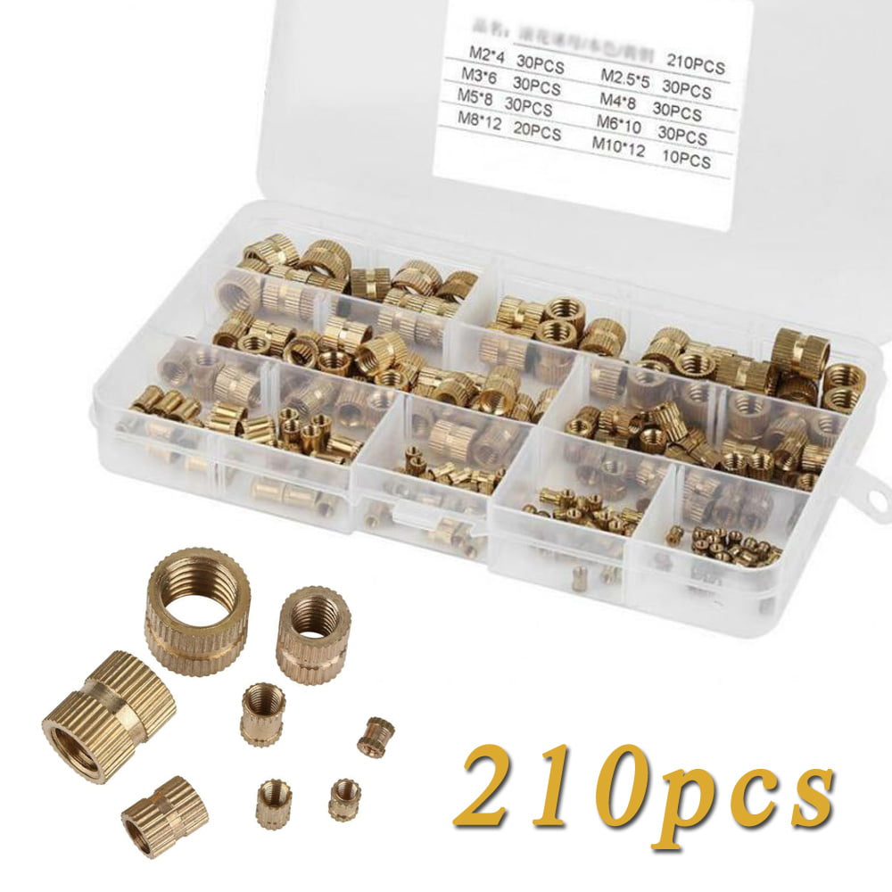 Gold Knurled Thumb Nuts High Precision Thread 210pcs Screw Compatible with Brass Compatible Knurled Nut 