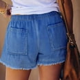 thumbnail image 6 of Nestiefly Womens Lightweight Shorts Casual Baggy Trendy Hot Pants Elastic Waist Drawstring Comfy Shorts with Pockets Dark Blue M, 6 of 8