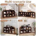 thumbnail image 6 of Weselon 55" Long Curved Horizontal Bookcase with 8-Cube Storage, Mid-Century Modern Low Bookshelf Storage Cabinet for Living Room, Entryway, Walnut, 6 of 10