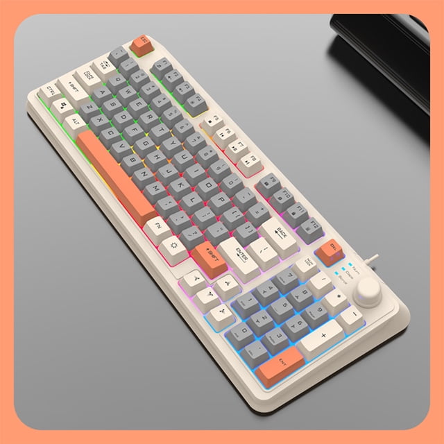 Gaming Keyboard 104 Keys Wired USB Colorful RGB Backlight Keyboard Cable Game Mixed Light Green Mechanical Keyboard