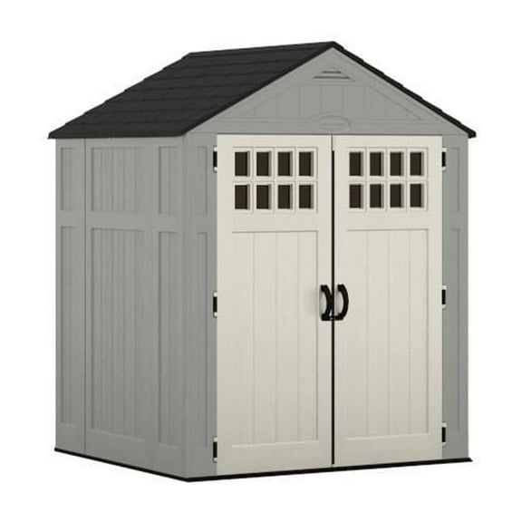 Abri de rangement en résine Suncast Everett 6' x 5' avec plancher renforcé en métal – Gris colombin