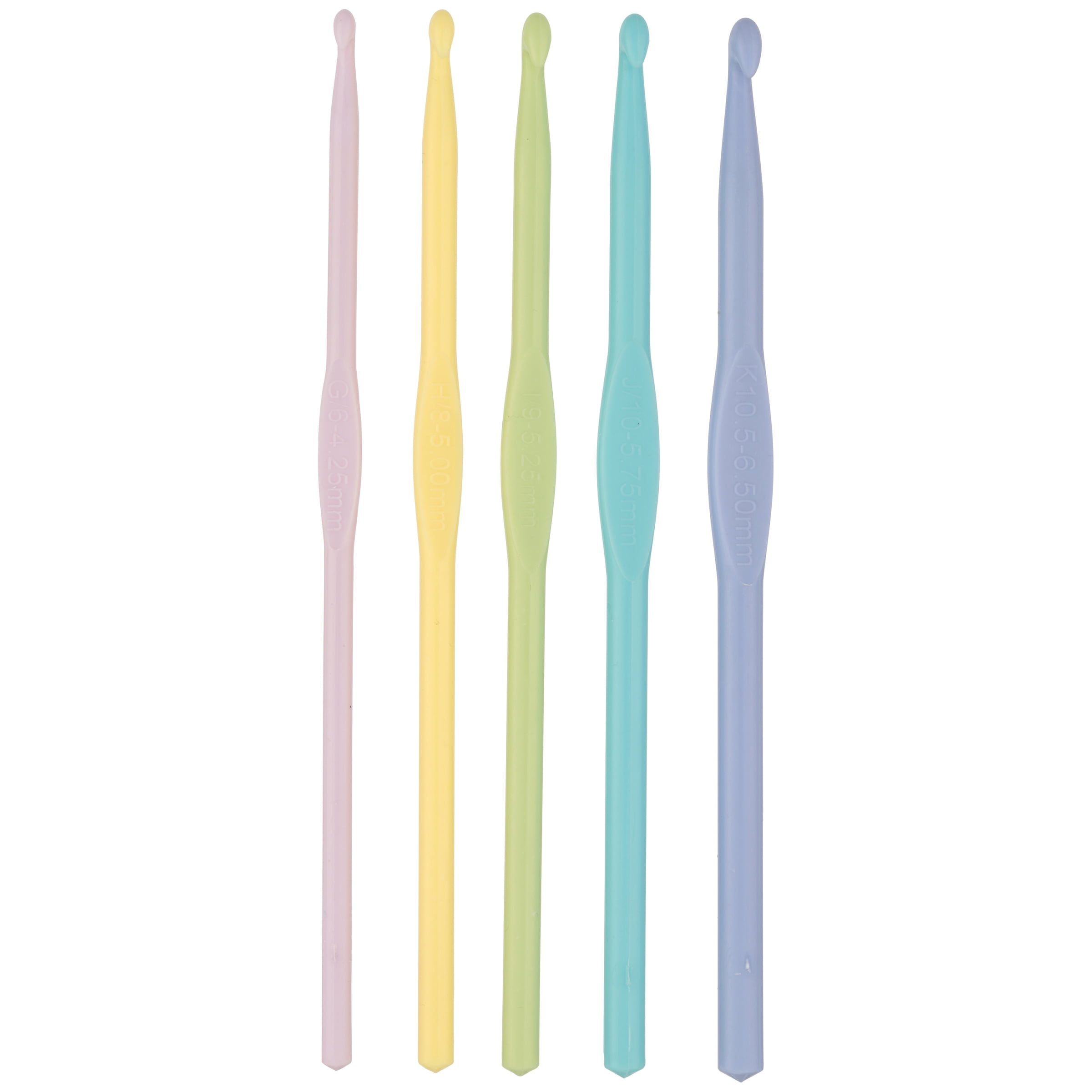 Boye Plastic Crochet Hook Set with Yarn Guide, G, H, I, J, K (5 Piece)