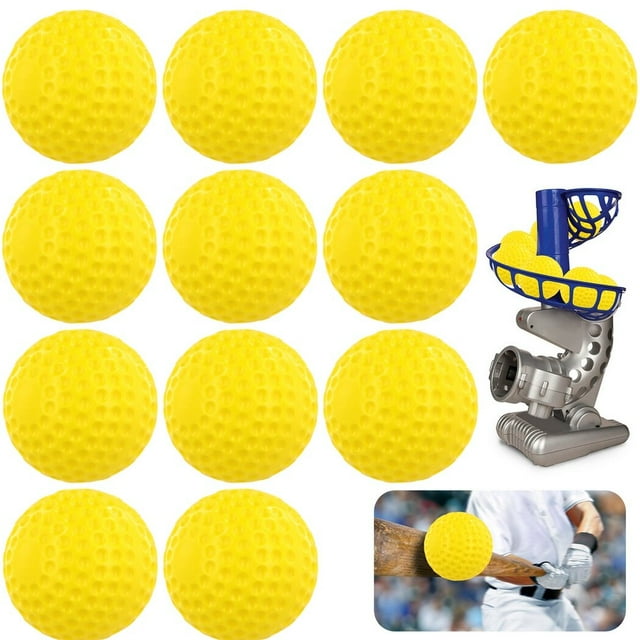 12Pcs Pitching Machine Baseballs, 9in Dimpled Practice Softballs, Training Baseballs for Hand-Eye Coordination, Sports Balls for Hitting and Fielding Practice