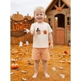 thumbnail image 4 of Loicainy Baby Toddler Boys Halloween Outfit 12 18 24 Months 2T 3T 4T 5T Short Sleeve Pumpkin Ghost Embroidery Tops with Plaid Shorts 2Pcs Kids Clothes Set, 4 of 9