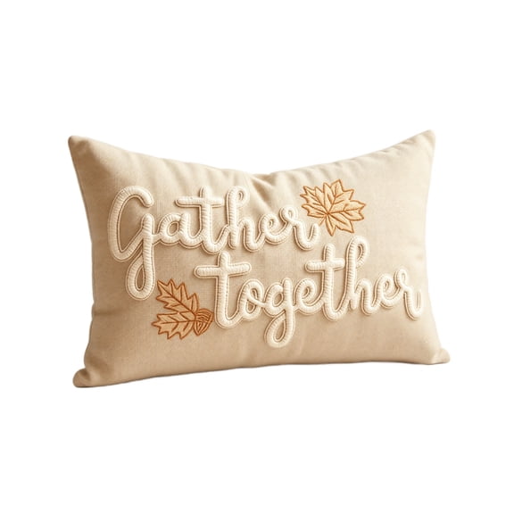Gather Together Throw Pillow Cover 12x20 inch Farmhouse Rectangle Decorative Pillowcase Autumn Decorations Chenille Cushion Cover for Sofa Couch