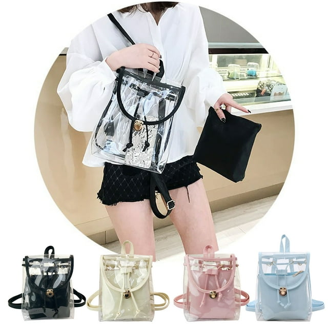 Xihbxyly Mochila Transparente, Bolso Versátil Transparente, Bolsillo Opaco con Cremallera, Apto para Estadios, Ideal para Playa y Piscina, Imprescindible para Conciertos y Partidos, Fácil Acceso, Tam