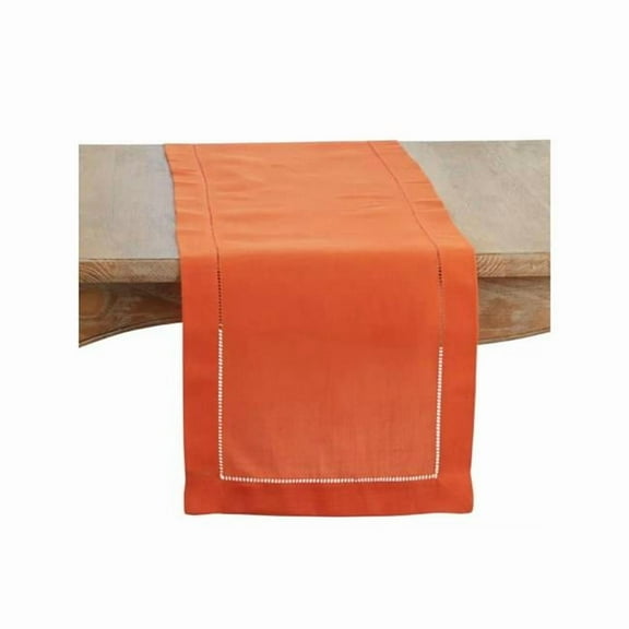 Saro Lifestyle 6323.PM1672B 72 x 16 in. Rectangle Table Runner with Hemstitched Border, Pumpkin
