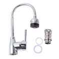 thumbnail image 1 of 3-way Sink Faucet Single Lever Single Handle Pull Out/Down Sprayer Rotating Zinc Alloy Spring Faucet (Silver+Black), 1 of 8