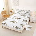 thumbnail image 2 of Feelyou Woodland Camo Shark Queen Sheet Sets for Men Boys, Green Brown Camouflage Bed Set, 4 Pieces, 2 of 5