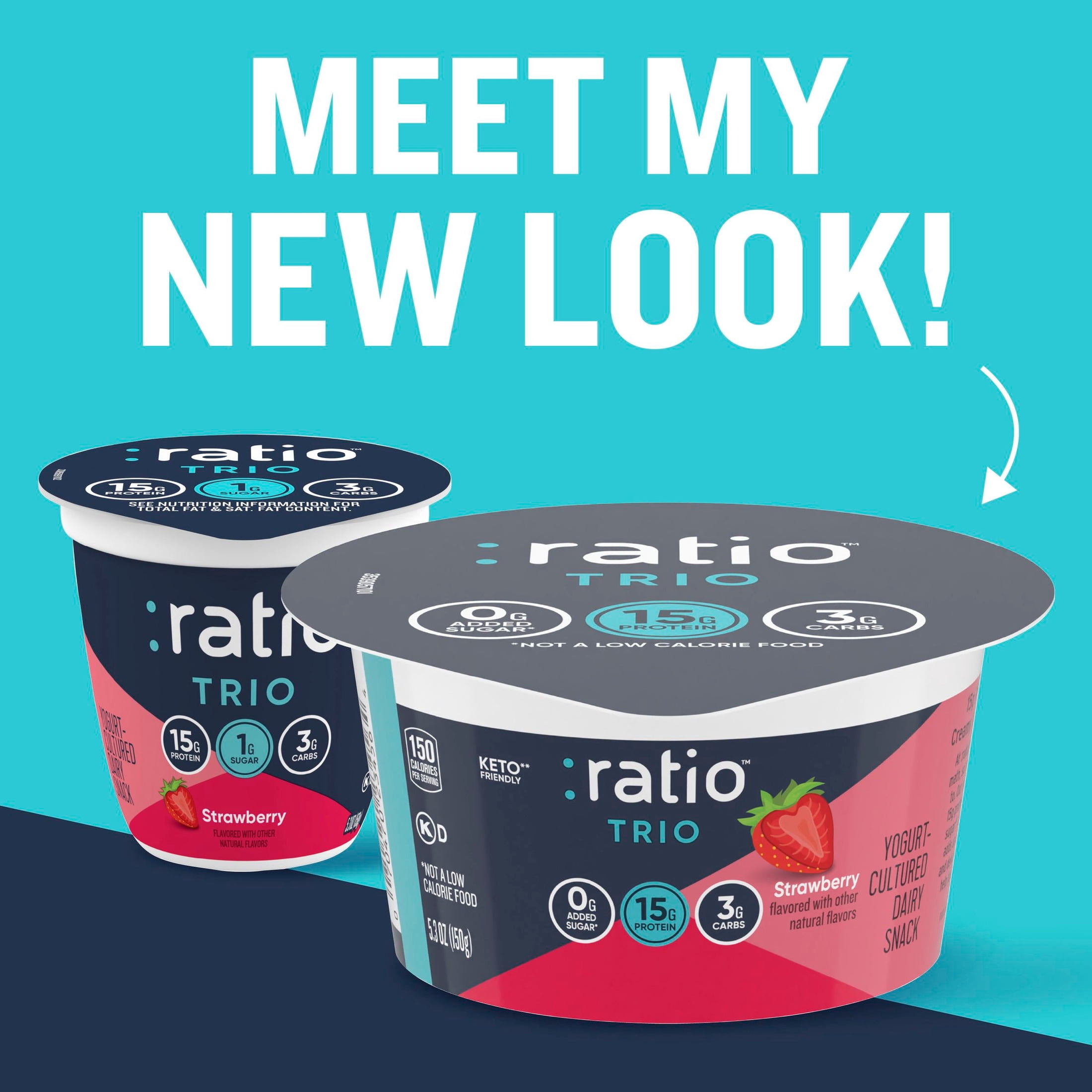 Ratio Trio Yogurt Cultured Dairy Snack, Strawberry, Keto Yogurt Alternative, 5.3 oz