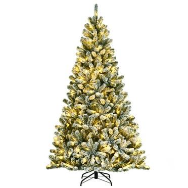 2021 New 7 Ft Pre-Lit Snow Artificial Christmas Tree With 1100 Branch Tips Hinged Flocked Treesand Metal Stand, Holiday Decoration Xmas Tree - Walmart.com