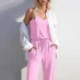 thumbnail image 4 of CheerKidz Women's Ruffled Waist Wide Leg Jumpsuit Solid Color Casual Romper with Side Split Elegant Summer Long Pants Jumpsuit with Pockets, 4 of 7