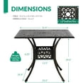 thumbnail image 3 of VIVIJASON 35.4" Outdoor Patio Dining Square Table Bronze Cast Aluminum Rustic Large Patio Table with Umbrella Hole, 3 of 7