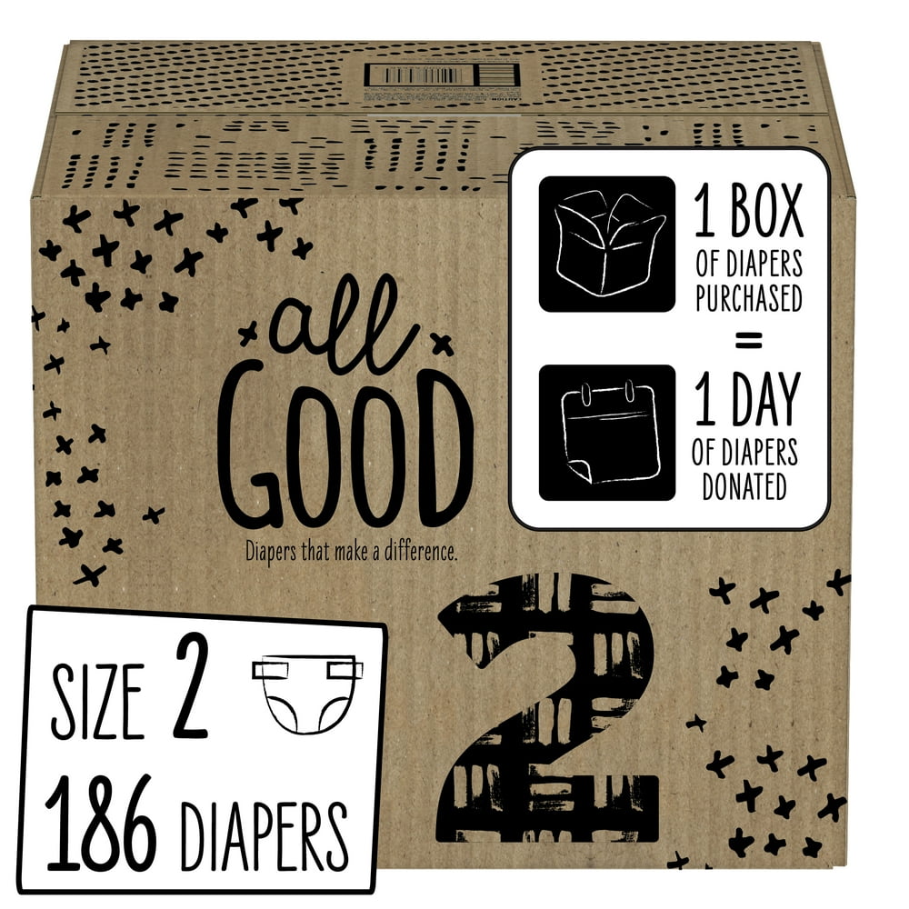 All Good Absorbent and Hypoallergenic Diapers, Size 2, 186 Ct Walmart