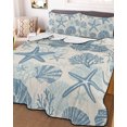 thumbnail image 3 of Quilts Queen Size, Misty Blue Coastal Summer Soft Comforter Bedding Set for Bed, Coral Shell Starfish Vintage Lightweight Quilted Bedspread with Pillow Cover(2 Pieces) for All Season, 90x96 Inch, 3 of 9