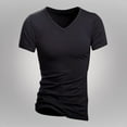 thumbnail image 3 of IYTR Mens Athletic Shirts Summer Comfy Solid Color Fashion Short Sleeve T Shirts V Neck Casual Slim Fit Athletic T Shirts Black M, 3 of 4