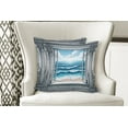 thumbnail image 3 of Ambesonne Ocean Throw Pillow Cover Pack of 2, Historic Window Sea Scenery, 2 Pcs-24" x 24", Sea Blue Coconut and Camel, 3 of 5