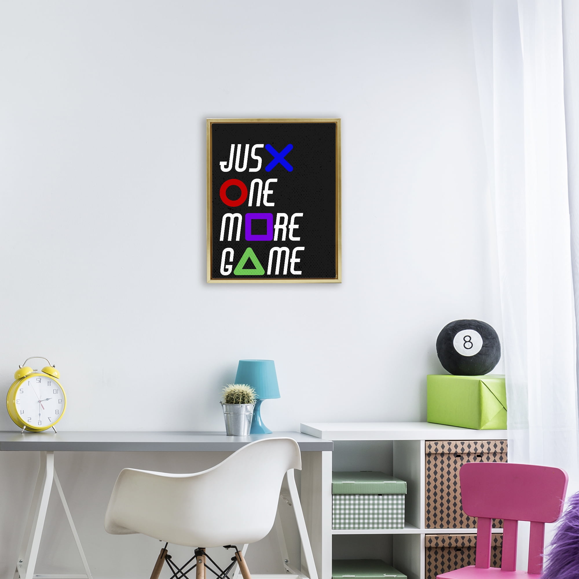 One More Game with Symbols Gold Framed Floater Canvas Wall Art, design by Kim Allen