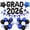 Black Blue, variant on Graduation Decorations 2026 Maroon Gold, GRAD 2026 Foil Balloons Banner with Burgundy Gold White Confetti Balloon Heart Star Balloon Pennant Banner for Class of 2026 Graduation Theme Party Supplies