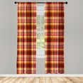 thumbnail image 2 of Ambesonne Orange Plaid Curtains, Warm Palette Squares, Pair of 28"x63", Vermilion and Chestnut Brown, 2 of 4