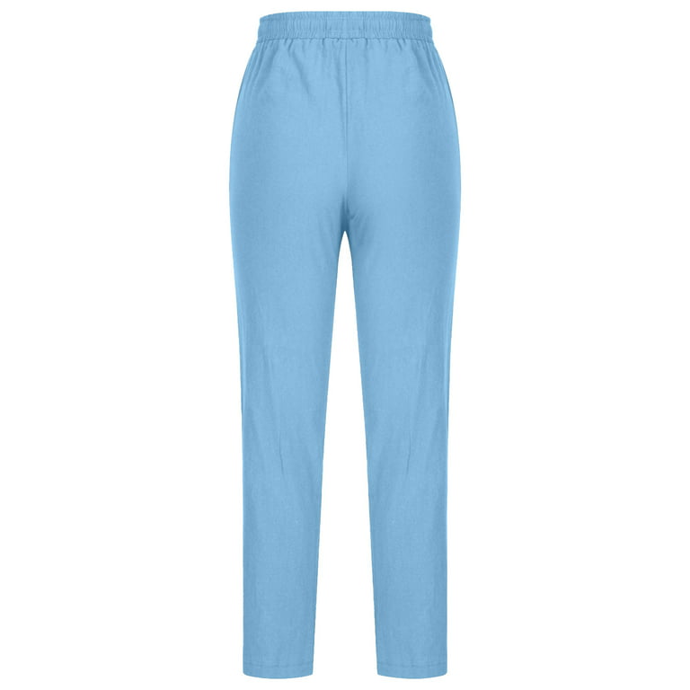 YanHoo Womens Plus Size Pants Linen Capris Wide Leg Elastic Drawstring  Waist Trouser with Pocket Walmart 2023 Prime Sales Day