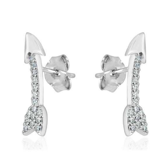 AVORA 925 Sterling Silver Simulated Diamond CZ Arrow Crawler Climber Earrings