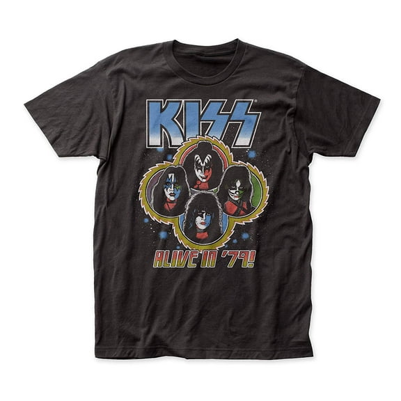 Men's KISS Alive In '79 Slim Fit T-shirt Small Coal