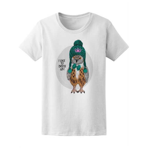 Owl With Green Knitted Hat Tee Women's -Image by Shutterstock