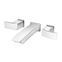 Open Box Pfister LG49-DF3C Kenzo 2-Handle 8" Wall-Mount Bathroom Faucet, Polished Chrome